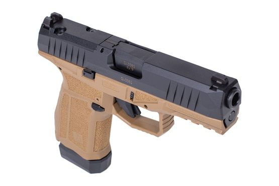 AREX Delta M Gen 2 9mm Optics Ready Pistol has an FDE frame and black nitride slide
